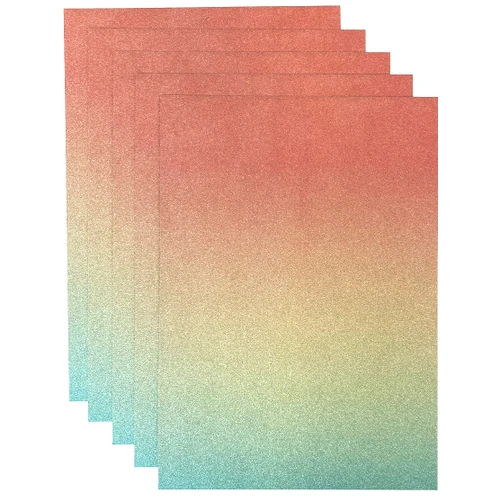 6 Pack - Craft Perfect Ombre Glitter Cardstock 8.5"X11"-Mermaid Shimmer - OMBREGLT-8924E