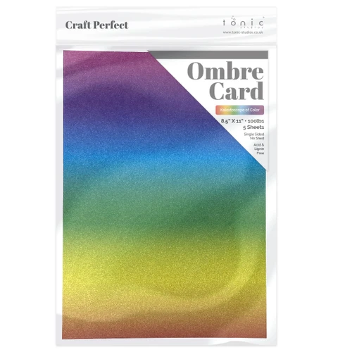 6 Pack - Craft Perfect Ombre Glitter Cardstock 8.5"X11"-Kaleidoscope Of Color - OMBREGLT-8923E - 841079189230