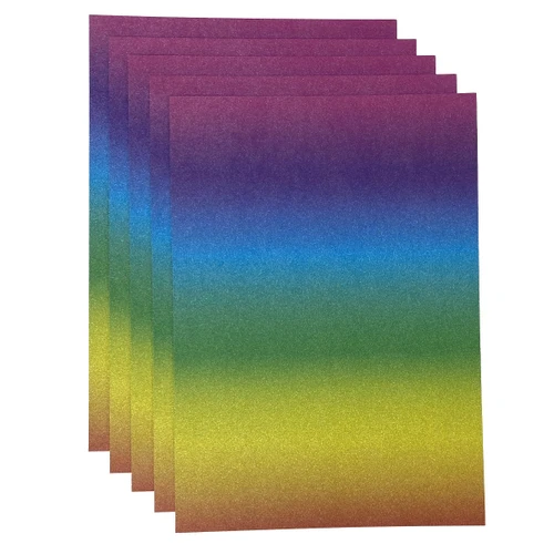 6 Pack - Craft Perfect Ombre Glitter Cardstock 8.5"X11"-Kaleidoscope Of Color - OMBREGLT-8923E