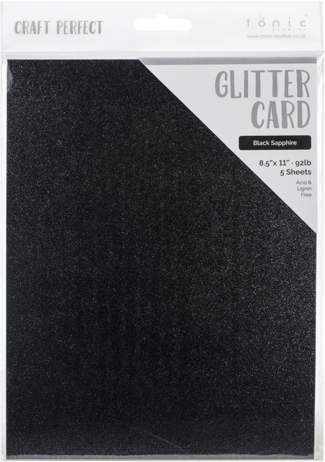 6 Pack - Craft Perfect Glitter Cardstock 8.5"X11"-Black Sapphire - GLTTRCRD-9963E - 818569029635