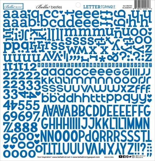 12 Pack - Bella Blvd Bella Besties Letter Scramble Alpha Stickers-Blueberry - BBSCS-2783 - 819812015313