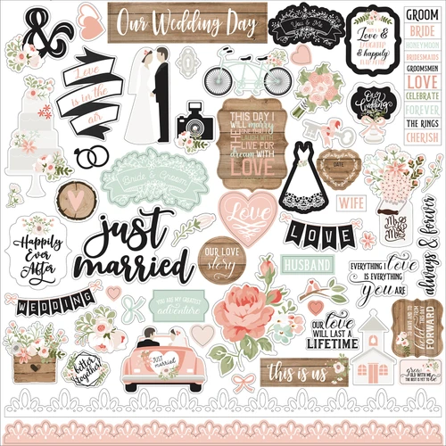15 Pack - Our Wedding Cardstock Stickers 12"X12"-Elements - OW224014 - 787790354024