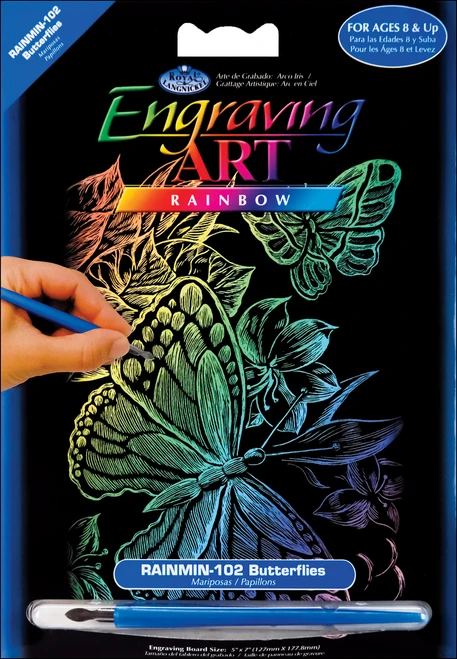 12 Pack - Royal & Langnickel(R) Rainbow Foil Engraving Art Kit 5"X7"-Butterflies - RAIMIN-102 - 090672381194