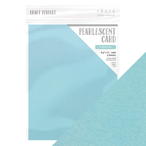 8 Pack - Craft Perfect Pearlescent Cardstock 8.5"X11" 5/Pkg-Caribbean Sea - PEARL-9547