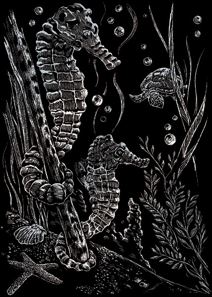 12 Pack - Royal & Langnickel(R) Silver Foil Engraving Art Kit 5"X7"-Sea Horses - SILMIN-101