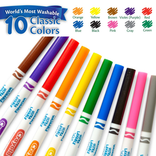 6 Pack - Crayola Ultra-Clean Fine Line Washable Markers 10/Pkg-Classic Colors - 58-7852