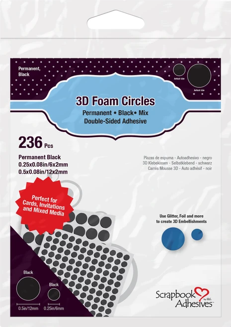 10 Pack - Scrapbook Adhesives 3D Foam Circles-Black, Assorted Sizes - 01227 - 093616012277