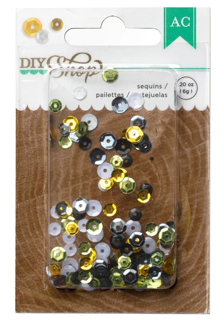 6 Pack - American Crafts DIY Shop Sequins 6g (.2oz)-Gold, Silver, Black & White - 366609 - 718813666091