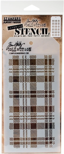5 Pack - Tim Holtz Layered Stencil 4.125"X8.5"-Plaid - THS-097 - 752830561427
