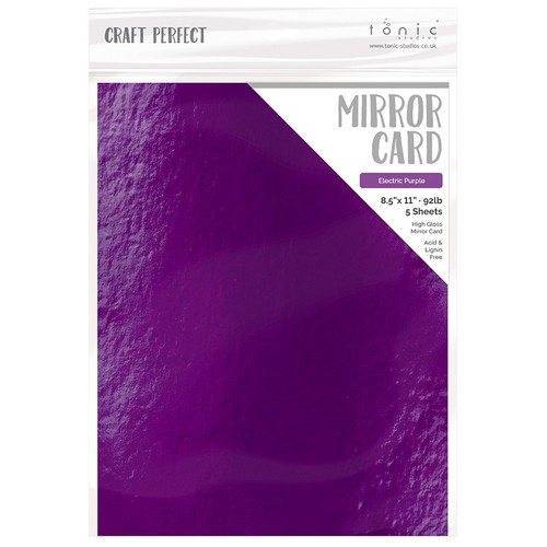 8 Pack - Craft Perfect Mirror Cardstock 8.5"X11" 5/Pkg-High Gloss Electric Purple - MIRRORG-9455E - 818569024555