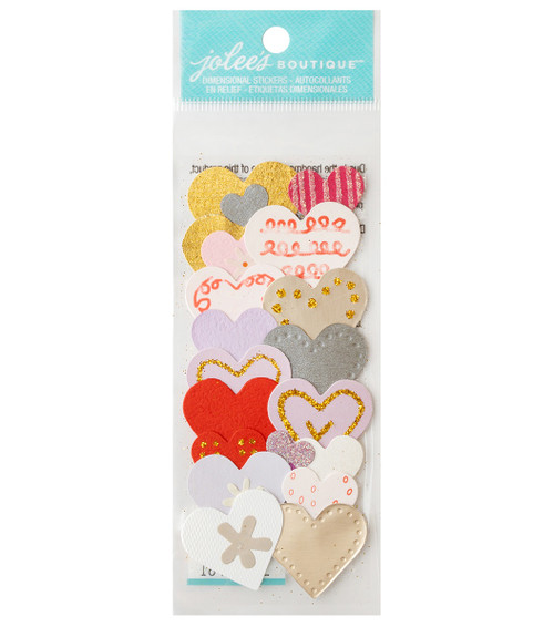 6 Pack - Jolee's By You Dimensional Stickers-Pink & Gold Hearts - JJCF010B - 015586562651