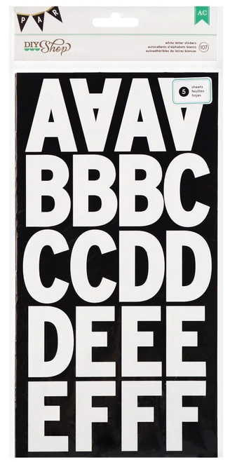 6 Pack - American Crafts DIY Shop 2 Alpha Stickers 5/Sheets-2" Subway/White - DIYABC-69032 - 718813690324