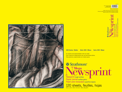 3 Pack - Strathmore 300 Series Newsprint Pad 18"X24"-120 Sheets, Tape Bound - 307418 - 012017394188