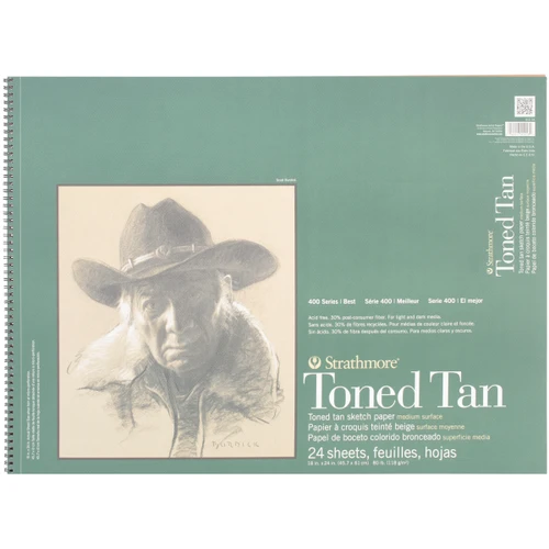 3 Pack - Strathmore Toned Sketch Spiral Paper Pad 18"X24"-Tan 24 Sheets - 412180 - 012017412189