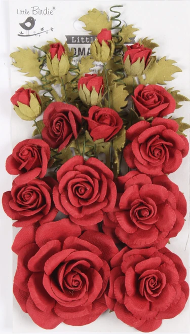 6 Pack - Little Birdie Annis Paper Flowers 21/Pkg-Cardinal Red - CR92211 - 8903236746648