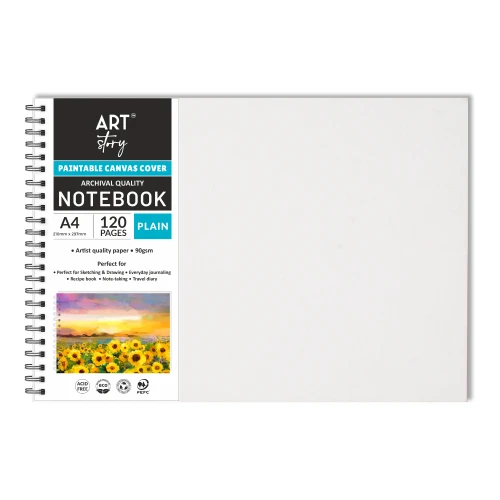 6 Pack - Little Birdie Customizable Canvas Cover Note Book Landscape-A4 - CR91090 - 8903236735437