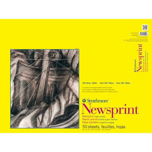 6 Pack - Strathmore Rough Newsprint Paper Pad 18"X24"-50 Sheets - 307818 - 012017390180