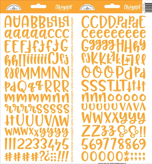 6 Pack - Doodlebug Abigail Font Alpha Cardstock Stickers 6"X13" 2/Pkg-Tangerine - ABAS-5811 - 842715058118