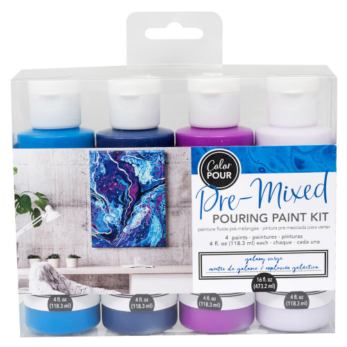 3 Pack - American Crafts Color Pour Pre-Mixed Paint Kit 4/Pkg-Galaxy Surge - 348502 - 718813485029