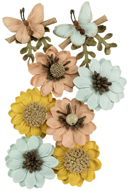 6 Pack - Little Birdie Arcadia Paper Flowers 8/Pkg-Sunshine And Lemonade - 5A002KH4-79580