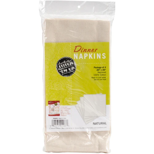 4 Pack - Aunt Martha's Stitch 'em Up Dinner Napkins 20"X20" 4/Pkg-Natural - PKNAP4 - 043272011633