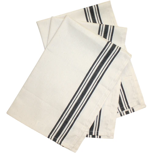 4 Pack - Aunt Martha's Stitch 'Em Up Retro Stripe Towels 18"X28" 3/Pk-Black Stripe - PKBLK-HB