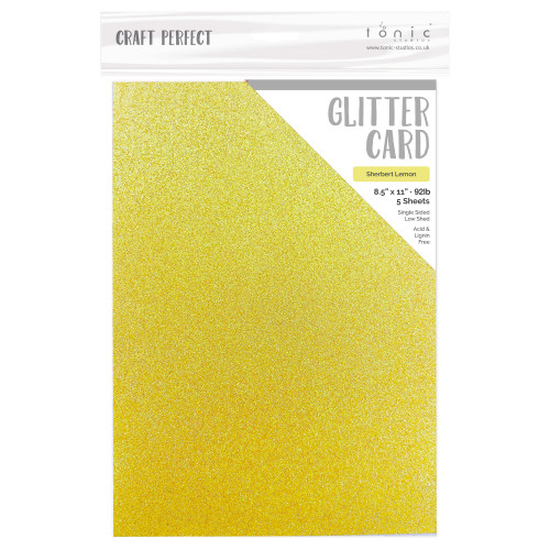 6 Pack - Craft Perfect Iridescent Glitter Cardstock 8.5"x11"-Sherbert Lemon - 5A0022NN-9976E - 818569029765