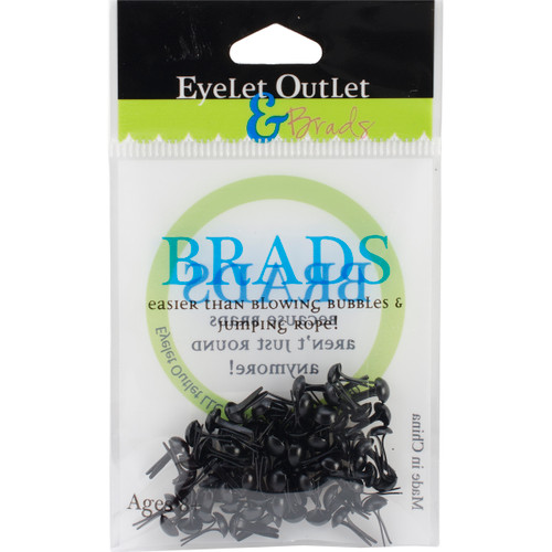 6 Pack - Eyelet Outlet Round Brads 4mm 70/Pkg-Black - BRD4MM-292A - 810787020029