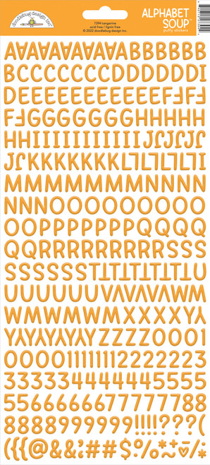 6 Pack - Doodlebug Alphabet Soup Puffy Stickers 6"X13"-Tangerine - DASS-7394 - 842715073944