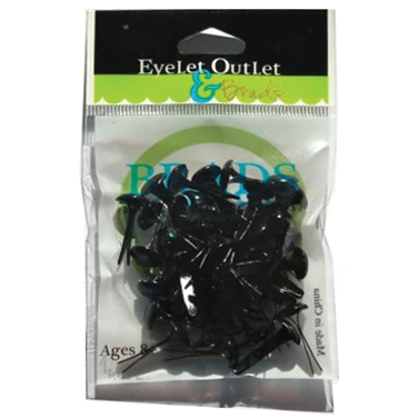 6 Pack - Eyelet Outlet Round Brads 8mm 40/Pkg-Black - BRD8MM-292C - 810787020104