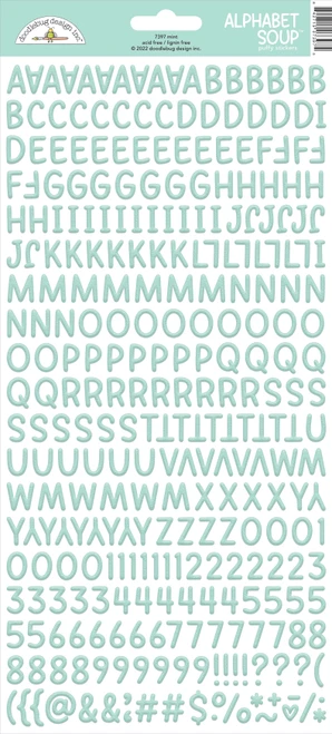6 Pack - Doodlebug Alphabet Soup Puffy Stickers 6"X13"-Mint - DASS-7397
