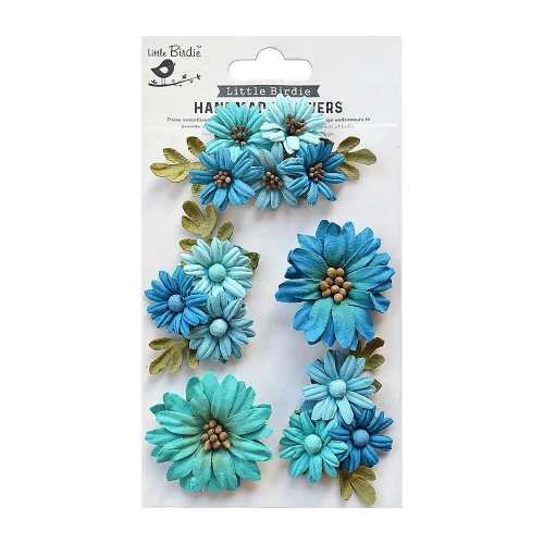 6 Pack - Little Birdie Fairy Garden Paper Flowers 5/Pkg-Aqua Medley - 5A0029DH-79411 - 8903236615227