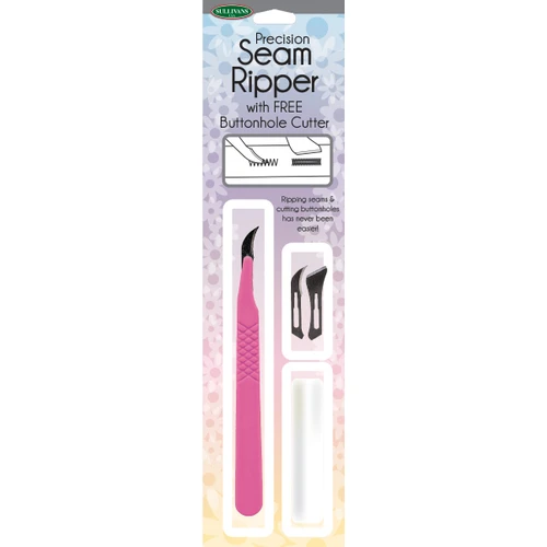 6 Pack - Sullivans Precision Seam Ripper With Free Buttonhole Cutter-Pink - 372SR-37264