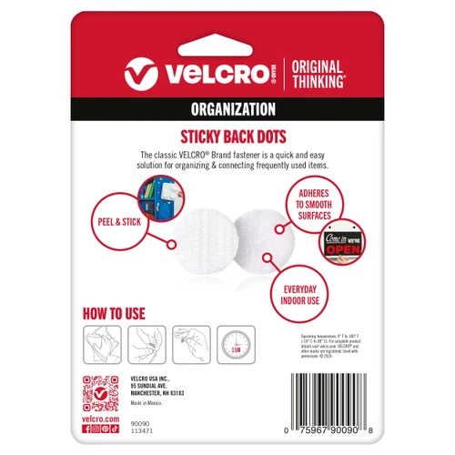 4 Pack - VELCRO(R) Brand Sticky Back Coins .625" 75/Pkg-White - 90090