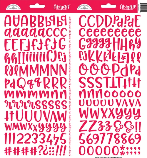 6 Pack - Doodlebug Abigail Font Alpha Cardstock Stickers 6"X13" 2/Pkg-Ladybug - ABAS-5809 - 842715058095