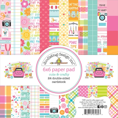6 Pack - Doodlebug Double-Sided Paper Pad 6"X6" 24/Pkg-Cute & Crafty, 12 Designs/2 Each - DB7289 - 842715072893