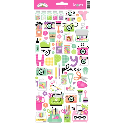 6 Pack - Doodlebug Icon Cardstock Stickers-Color Me Crafty - 5A003SND-1HP6H - 842715090958