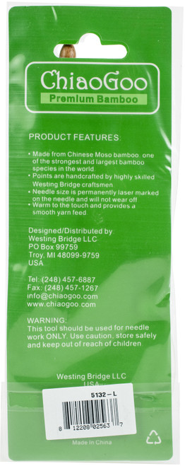 6 Pack - ChiaoGoo Flexible Tunisian Hook 32"-Size L11/8mm - 5132-L