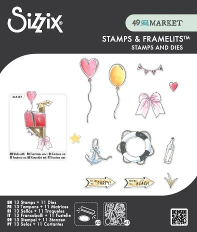 Sizzix Clear Stamps Set w/Framelit Dies By 49 & Market-Sweet Drop - 5A003T8D-1HQ32 - 630454295068