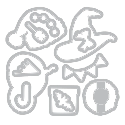 Sizzix Clear Stamps Set w/Framelit Dies By 49 & Market-Holiday Drop - 5A003T8G-1HQ35