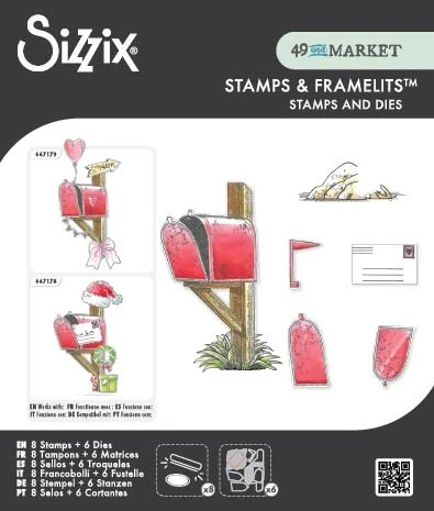 Sizzix Clear Stamps Set w/Framelits Dies By 49 & Market-Letter Drop - 5A003T8L-1HQ36 - 630454295044