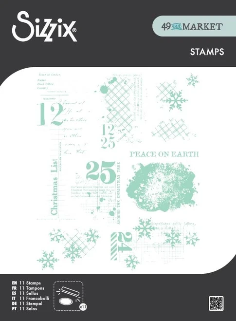 Sizzix Clear Stamps Set By 49 & Market-Holiday Textures - 5A003T88-1HQ39 - 630454295082