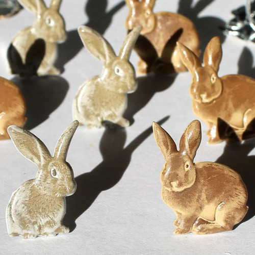 6 Pack - Eyelet Outlet Shape Brads 12/Pkg-Rabbits Brown - QBRD2-140A