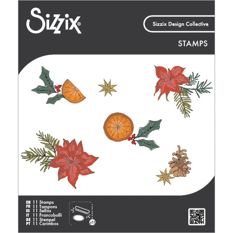 Sizzix Clear Stamps Set 11PK-Poinsettia and Pine - 5A003S6W-1HP0V - 630454294351