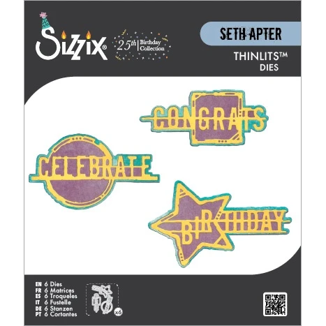 Sizzix Thinlits Die Set 6PK -Word Wafers Birthday - 5A003S67-1HP0N - 630454294610