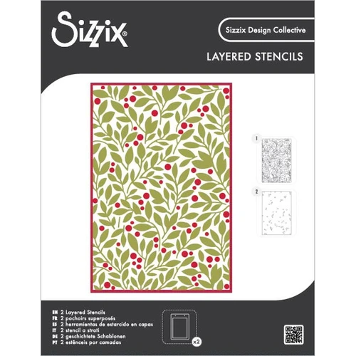 Sizzix Layered Stencil 2PK Set-Berry Sweet - 5A003S5L-1HP1F - 630454294757