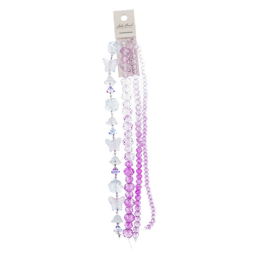 John Bead Crystal Lane DIY Flower Bead Strand 7" -Ombre Purples, Mix Floral - 5A003QK2-1HM0N - 665772312432