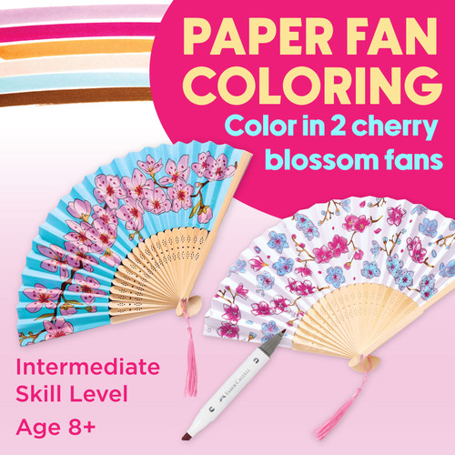 Creative Studio Paper Fan Painting Kit-Cherry Blossom - 5A003H18-1HC6M Creative Studio Paper Fan Painting Kit-Cherry Blossom - 5A003H18-1HC6M