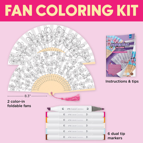Creative Studio Paper Fan Painting Kit-Cherry Blossom - 5A003H18-1HC6M Creative Studio Paper Fan Painting Kit-Cherry Blossom - 5A003H18-1HC6M