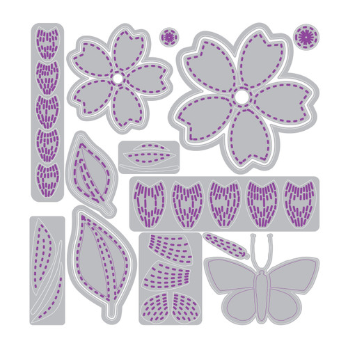 Sizzix Thinlits Die Set 17PK by Vicki Boutin-Stitched Floral - 5A003S5X-1HNZY